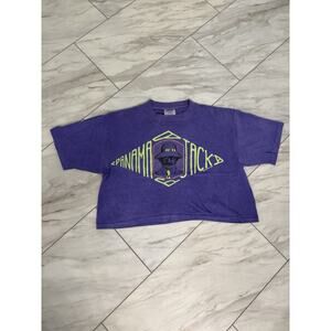 Vintage Womens PANAMA JACK Cropped Tee Surf Beach Shirt Graphic 80s 90s One Size